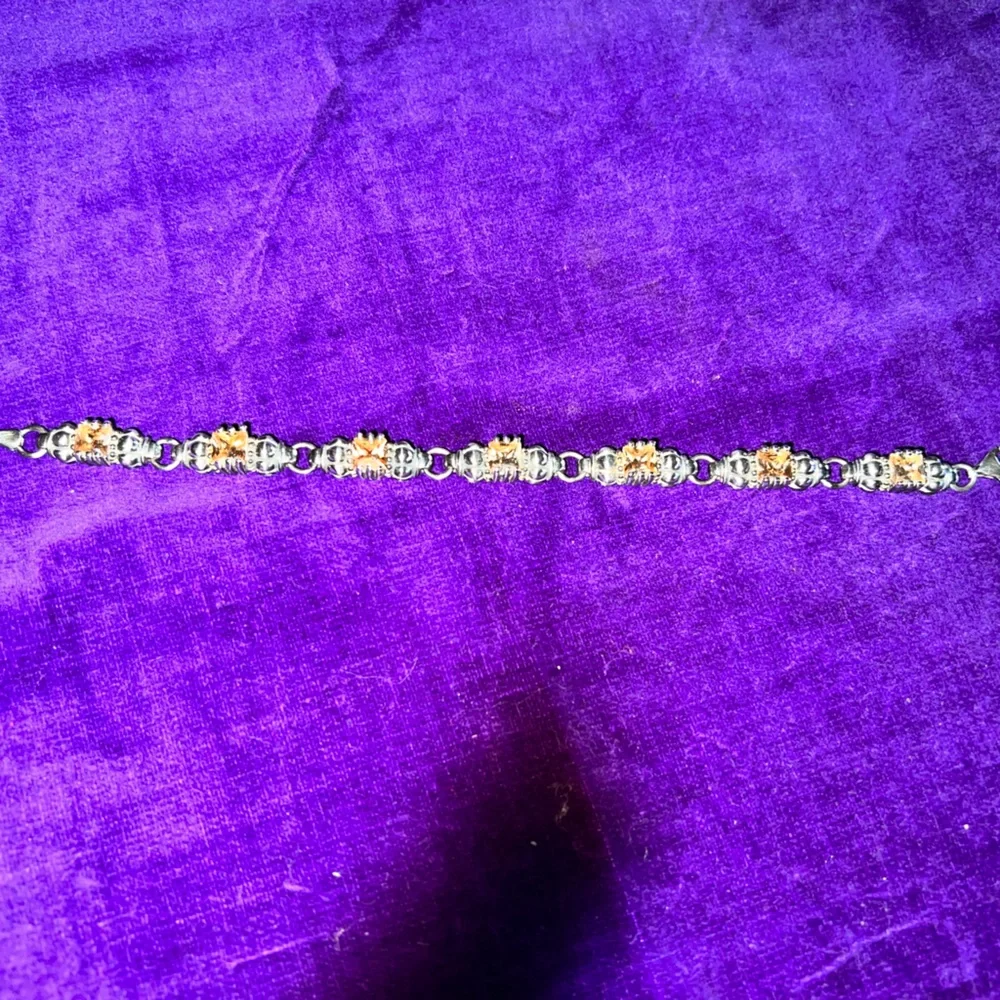 Sterling Silver & gold bracelet with yellow zircon in 7 1/4 - Picture 4 of 6